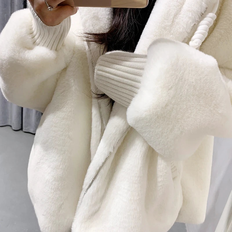 White Oversized Fur Jacket