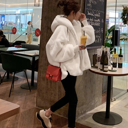 White Oversized Fur Jacket