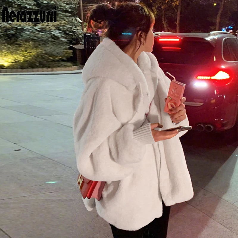 White Oversized Fur Jacket